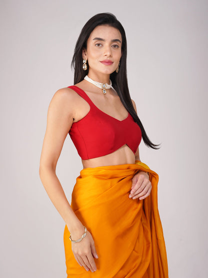 Dhiyona ST Crimson Curve Red Back-Tie Blouse