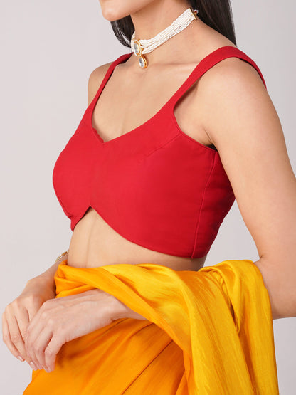 Dhiyona ST Crimson Curve Red Back-Tie Blouse