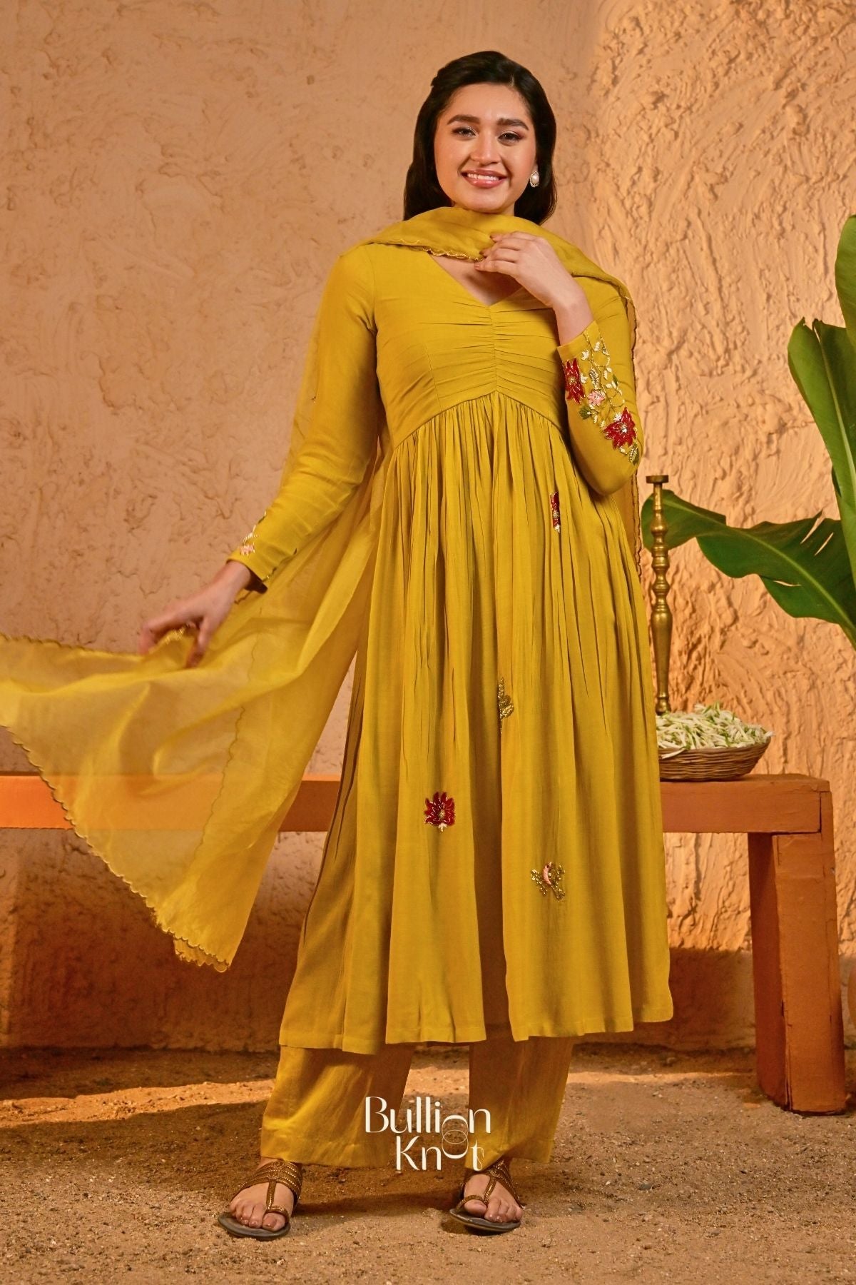 Dhiyona BN Haritaara Kurta Set (Dress) in Yellow