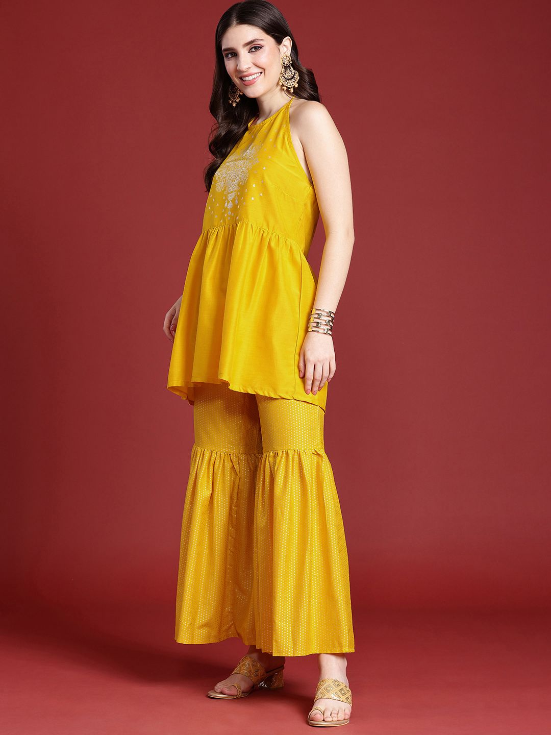 Dhiyona AN Women Ethnic Motifs Printed Regular Kurti With Sharara & Dupatta