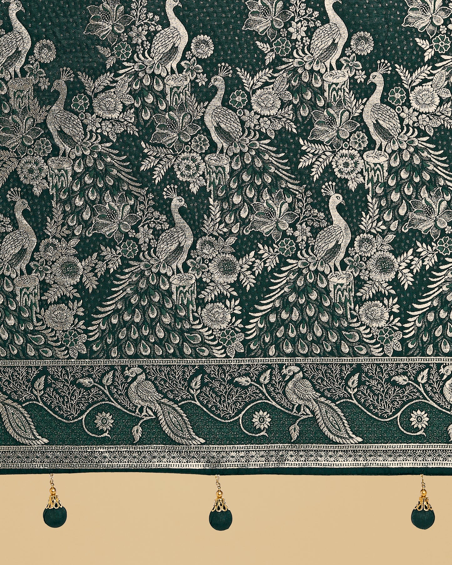 Dhiyona MJ Traditional Dark Geen Woven Banarasi Satin Silk Saree