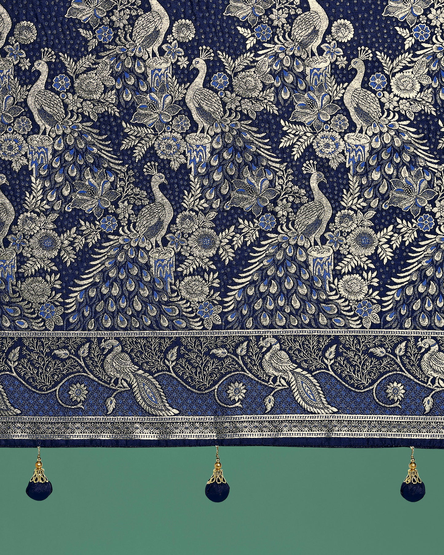 Dhiyona MJ Traditional Blue Woven Banarasi Satin Silk Saree