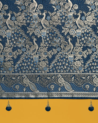 Dhiyona MJ Traditional Aqua blue Woven Banarasi Satin Silk Saree