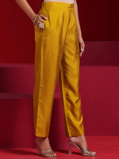 Dhiyona LL Womens Mustard Embroidered Straight Kurta With Sharara & Dupatta
