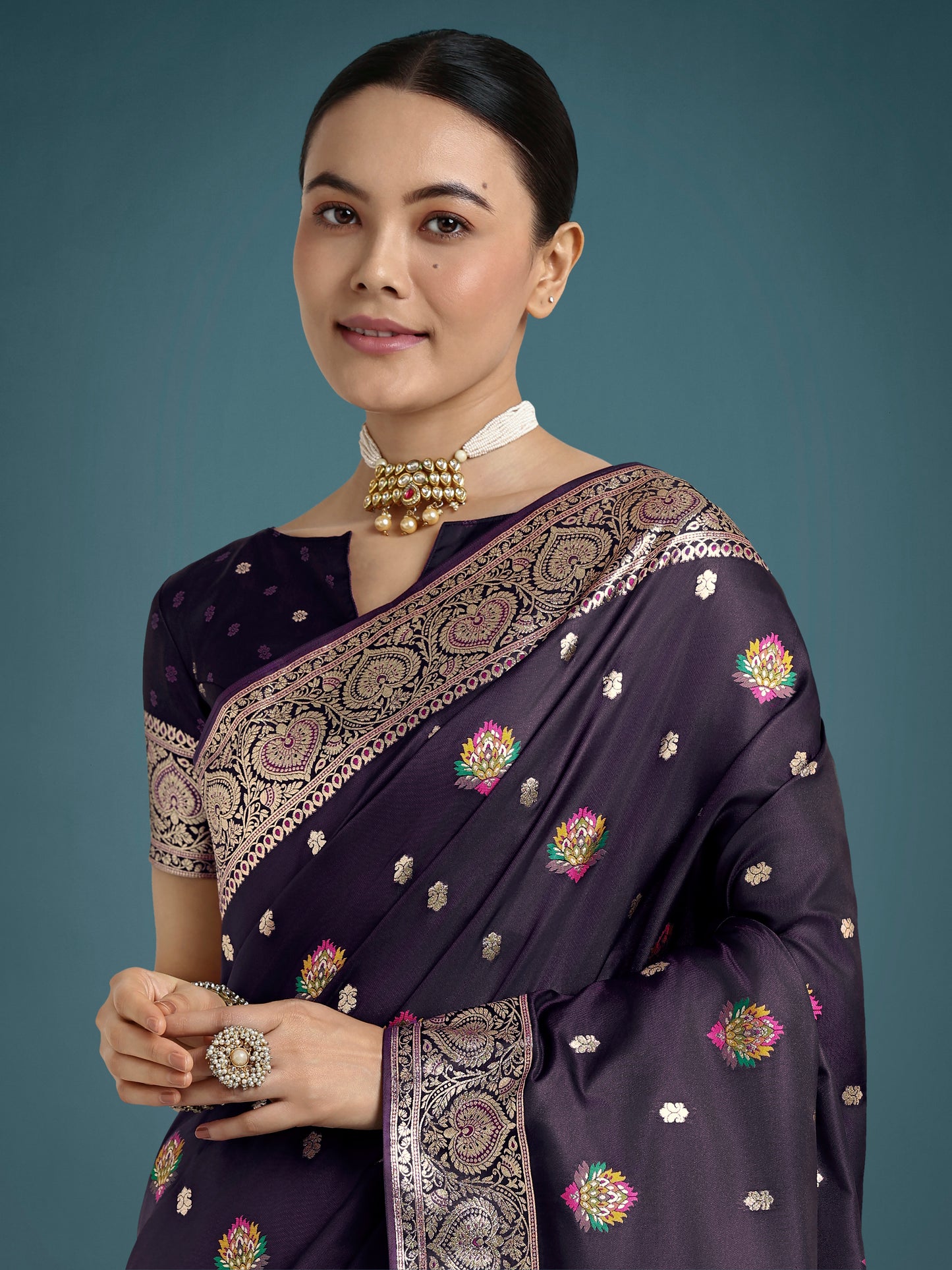 Dhiyona MJ Purple Charming Soft Banarasi Zari Woven Designer Satin Silk Saree With Lovely Blouse Piece