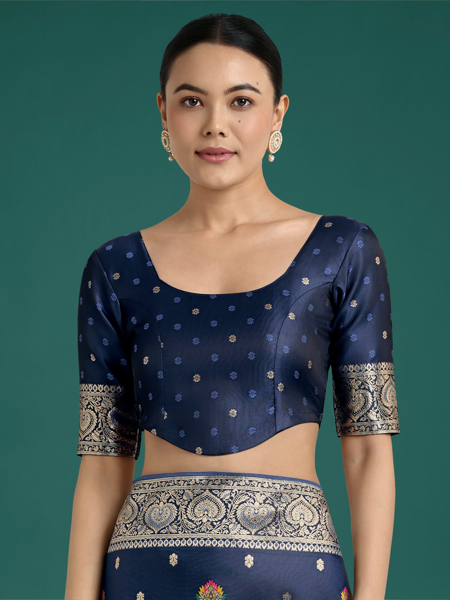 Dhiyona MJ Navy blue Charming Soft Banarasi Zari Woven Designer Satin Silk Saree With Lovely Blouse Piece