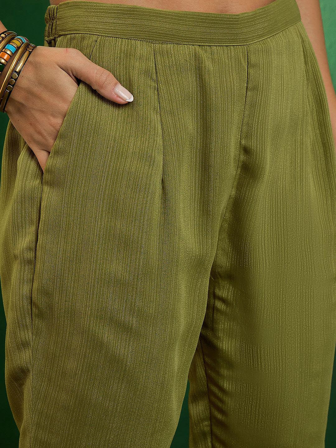 Floral Embroidered Alia Cut Kurta With Trouser & Dupatta