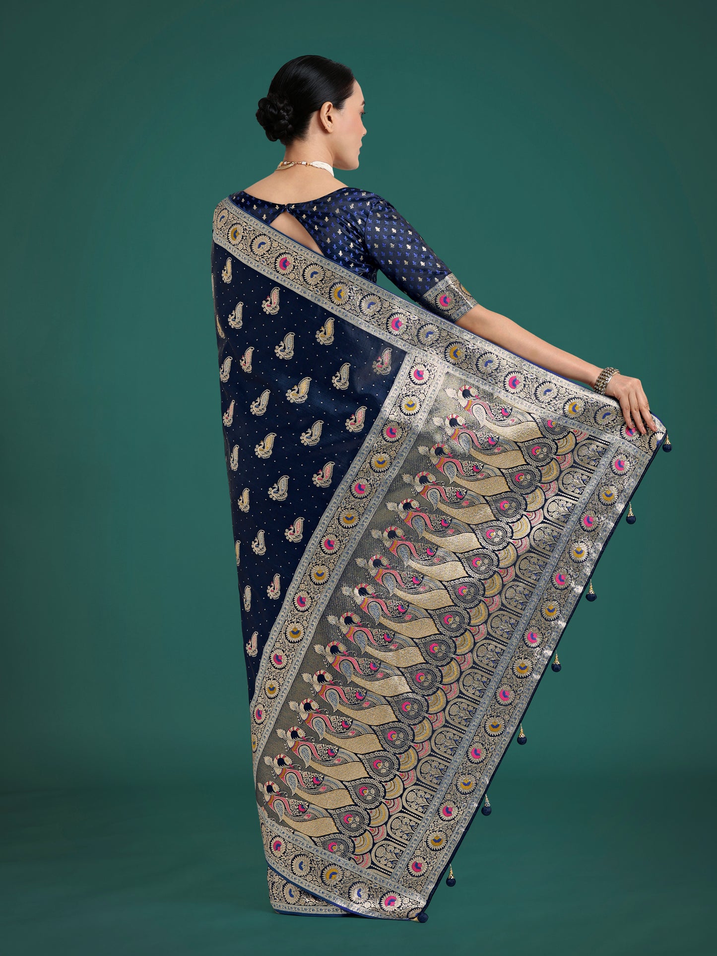 Dhiyona MJ Blue Color Festival Wear Banarasi Satin Silk Designer Zari Weaving Saree