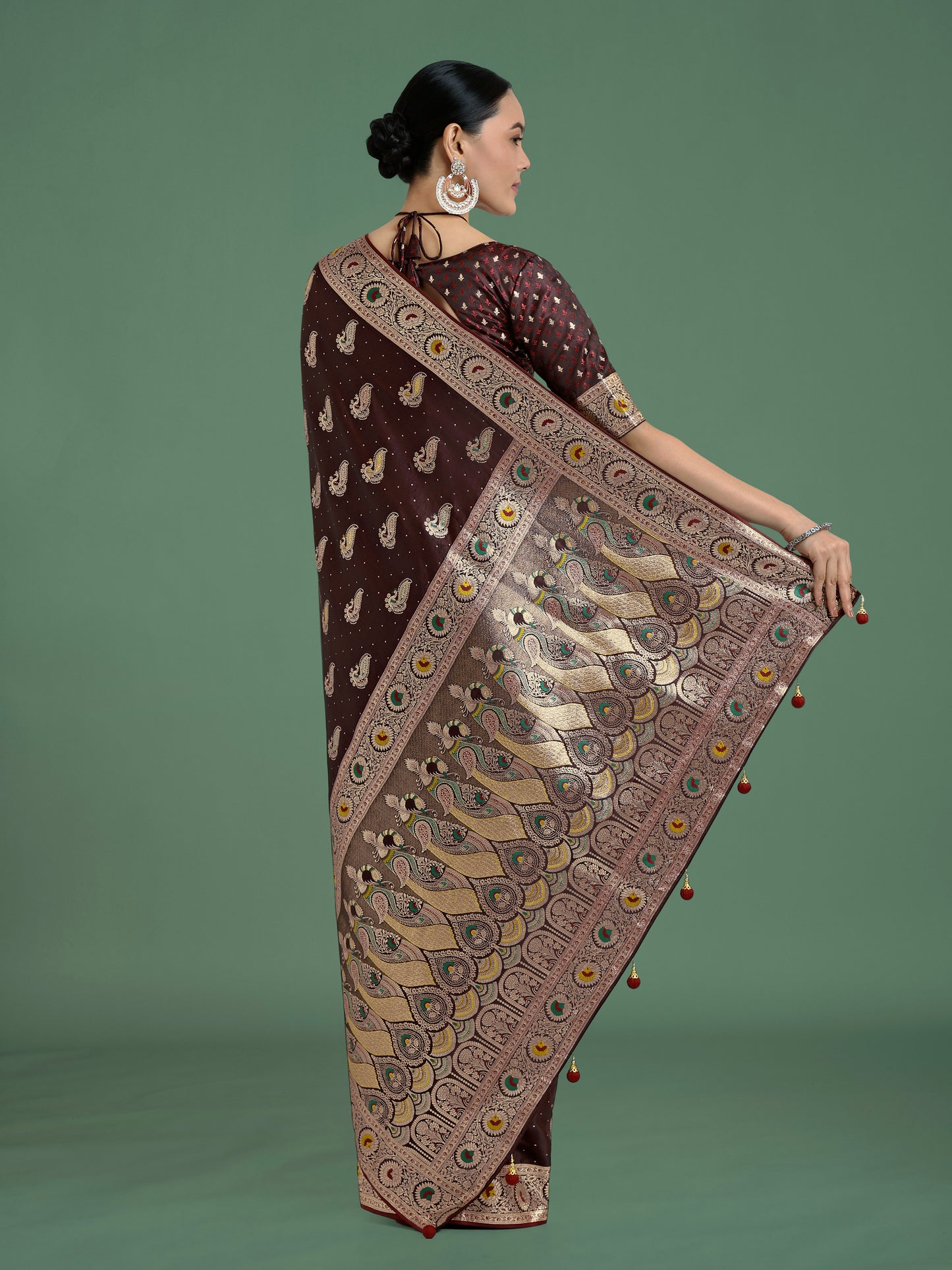 Dhiyona MJ Maroon Color Festival Wear Banarasi Satin Silk Designer Zari Weaving Saree