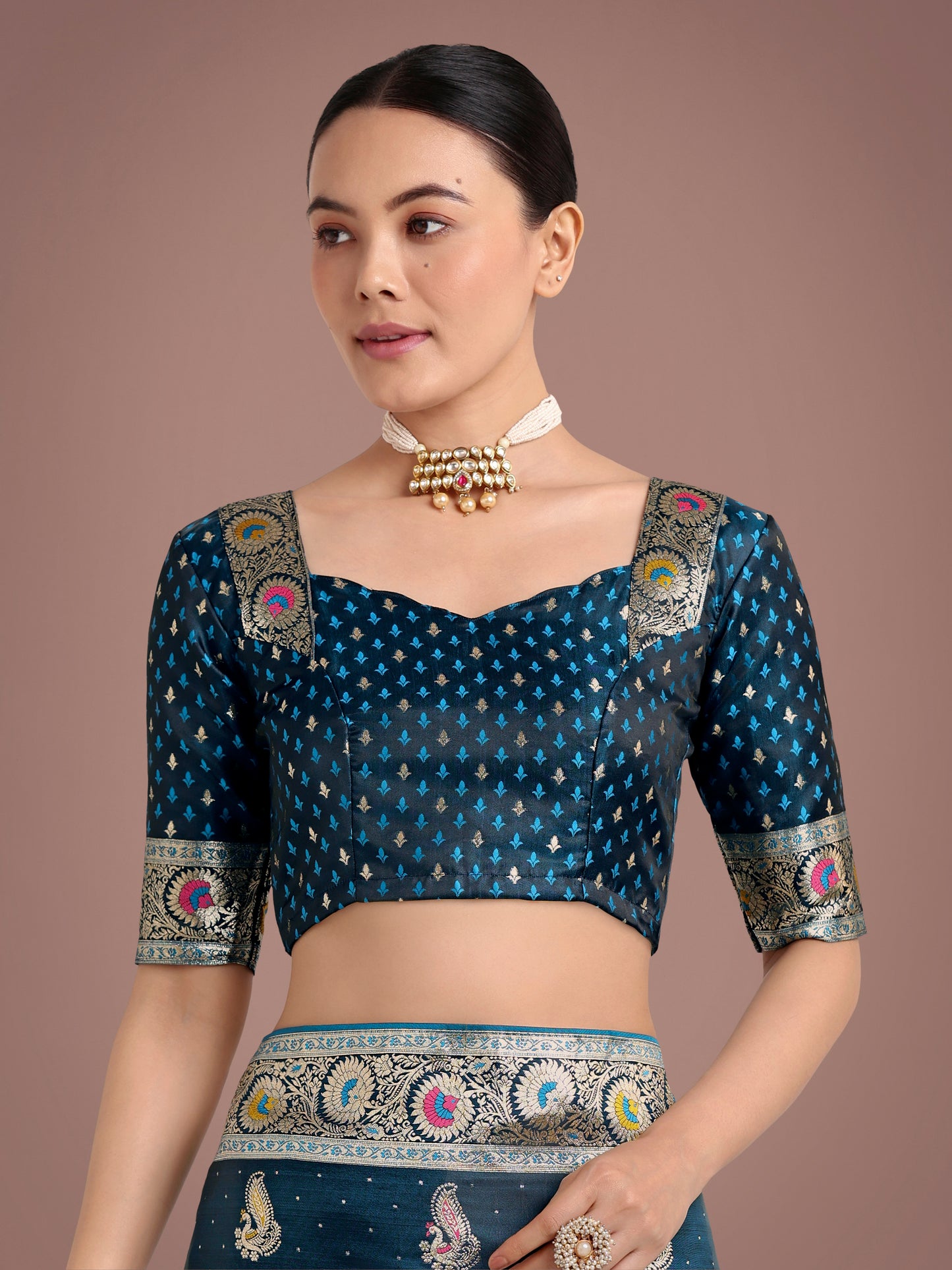 Dhiyona MJ Teal Color Festival Wear Banarasi Satin Silk Designer Zari Weaving Saree