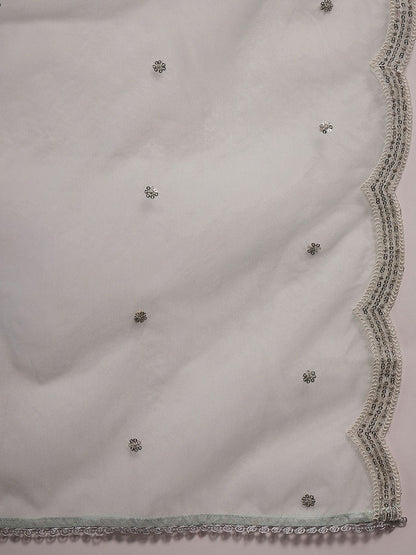 Floral Embroidered Regular Aari Work Kurta with Trousers & With Dupatta