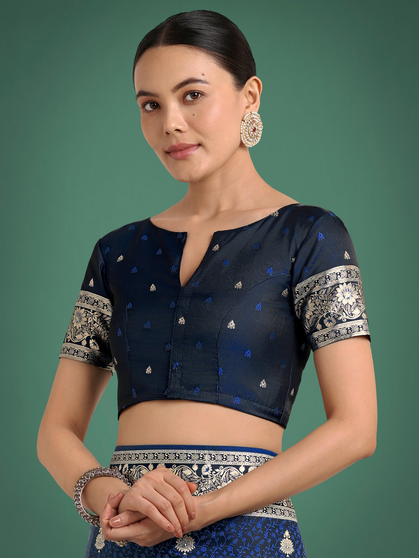 Dhiyona MJ Blue Banarasi Satin Silk Saree with Intricate Zari Work with Rich Weaving Pattern