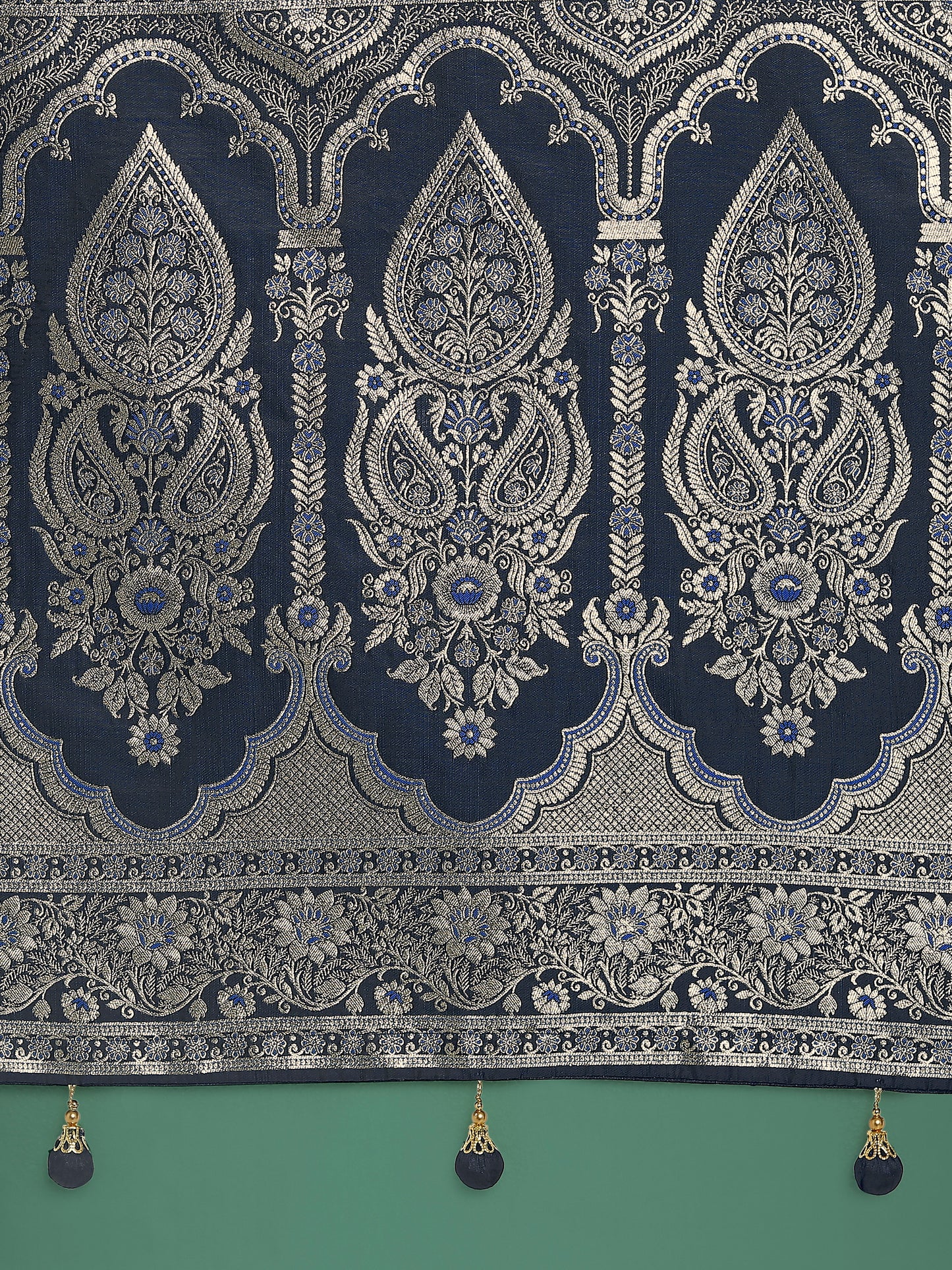 Dhiyona MJ Blue Banarasi Satin Silk Saree with Intricate Zari Work with Rich Weaving Pattern