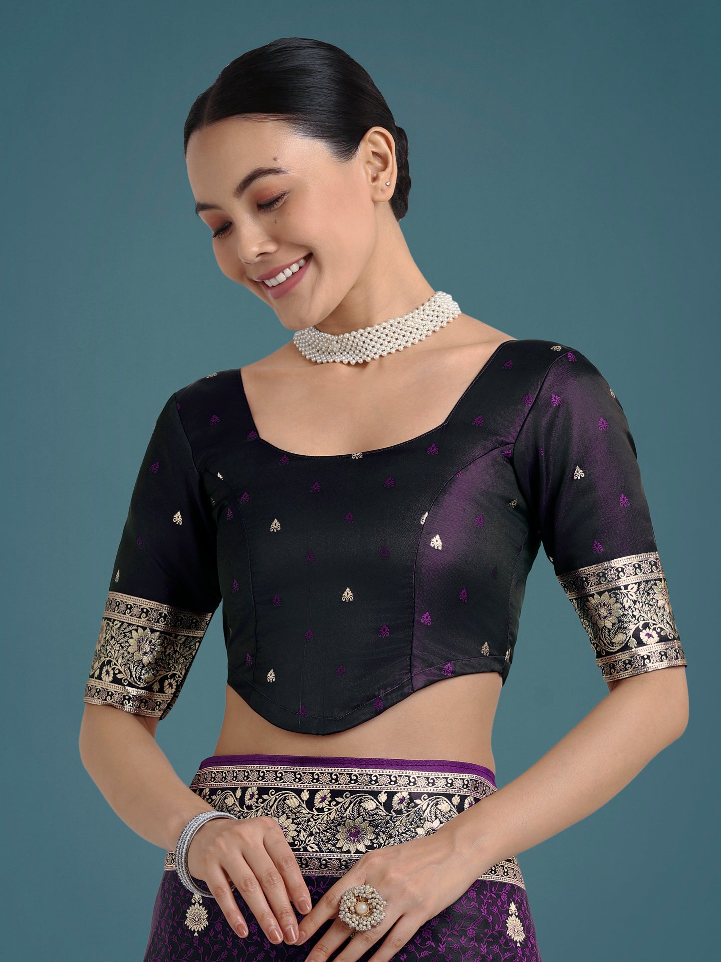 Dhiyona MJ Purple Banarasi Satin Silk Saree with Intricate Zari Work with Rich Weaving Pattern