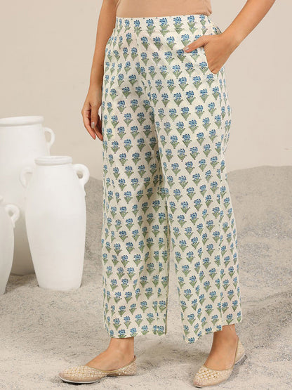 Floral Printed V-Neck A-Line Kurta With Palazzo