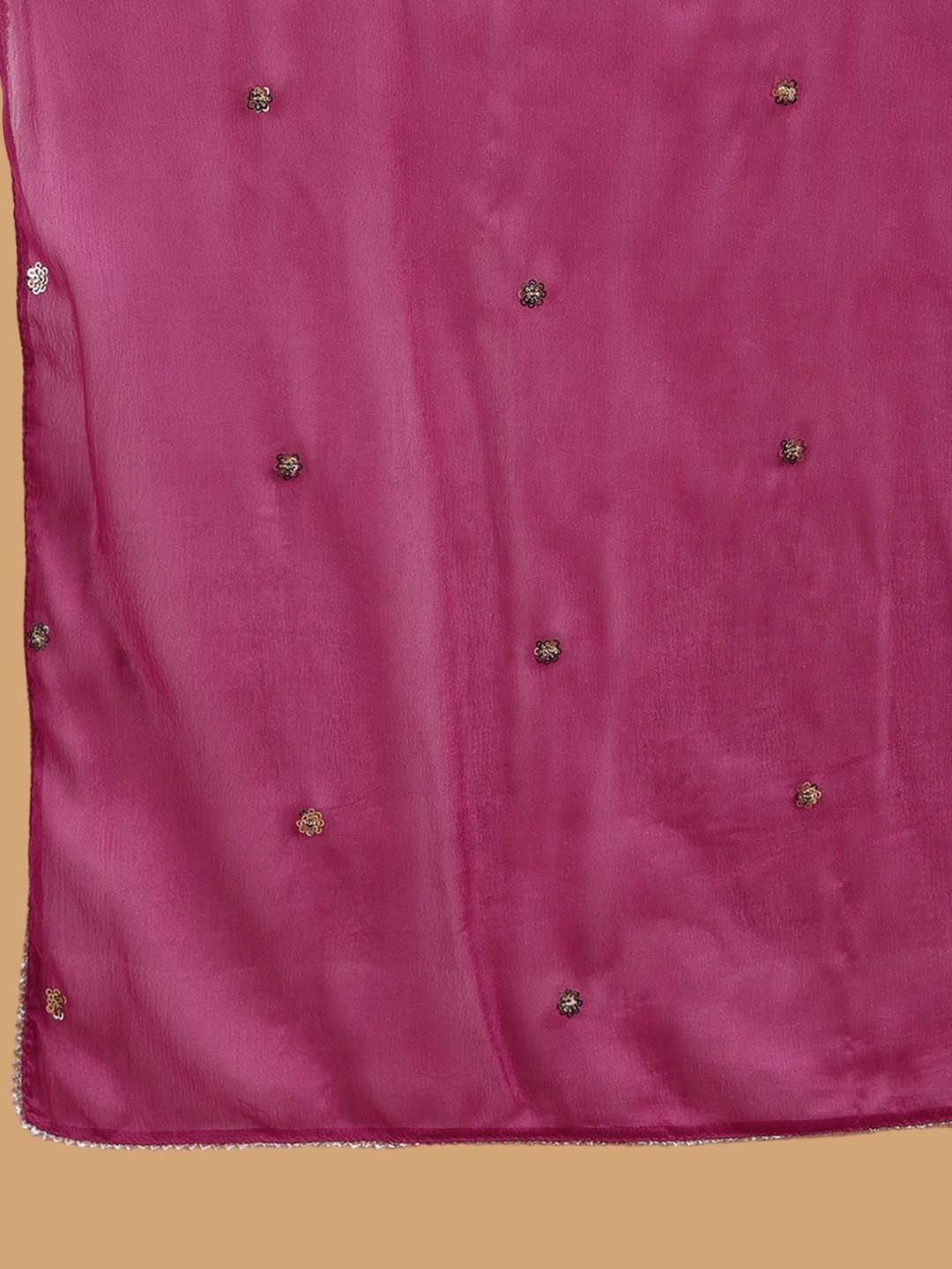Dhiyona KL Ethnic Motifs Embroidered V-Neck Thread Work Anarkali Kurta with Trousers & Dupatta