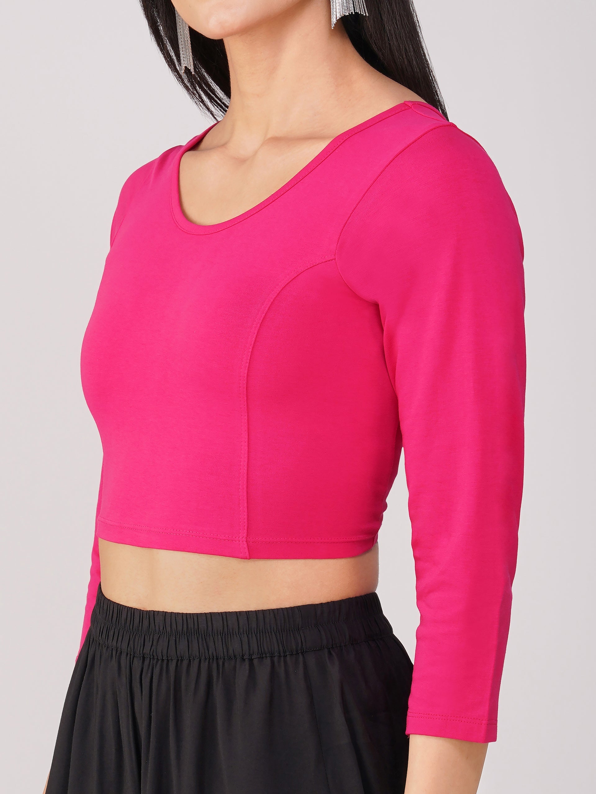 Dhiyona ST Women's ComfortEase 4-Way Stretch Fuchsia Long Sleeve Blouse