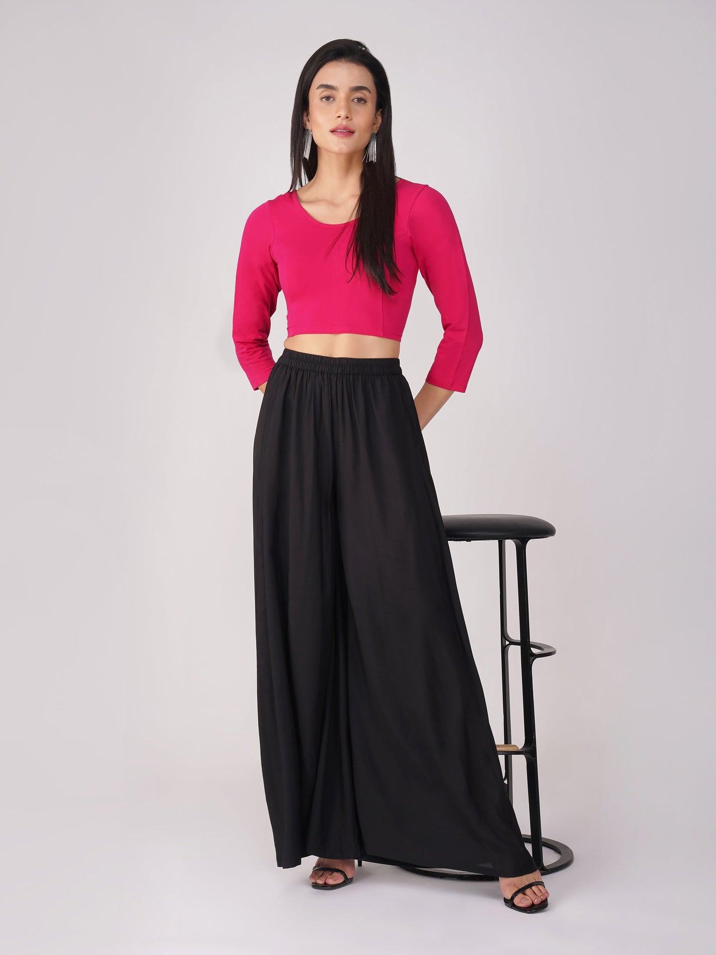 Dhiyona ST Women's ComfortEase 4-Way Stretch Fuchsia Long Sleeve Blouse