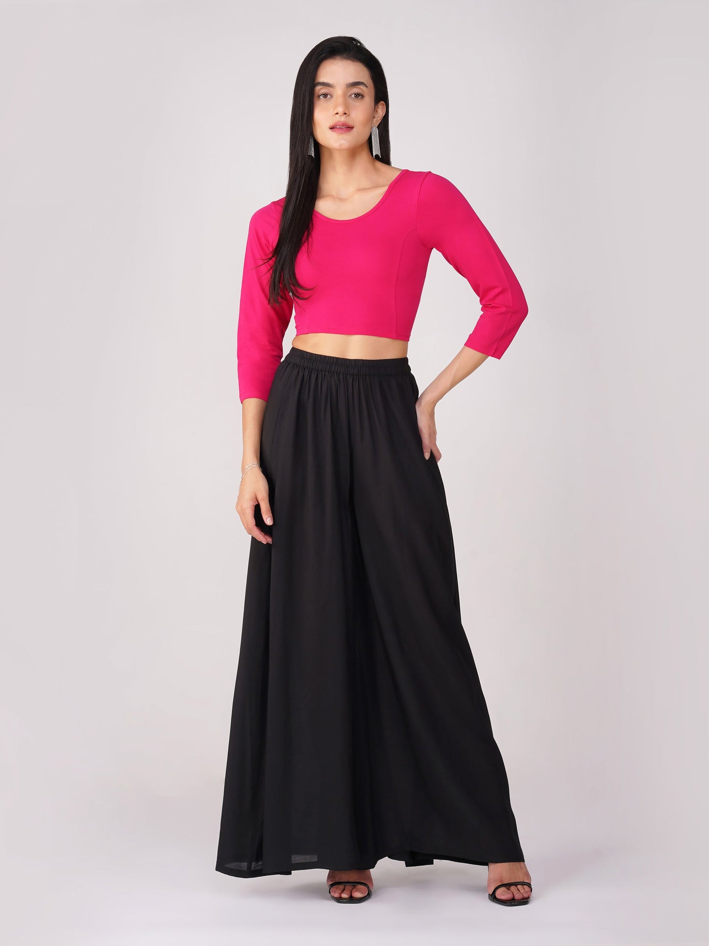 Dhiyona ST Women's ComfortEase 4-Way Stretch Fuchsia Long Sleeve Blouse