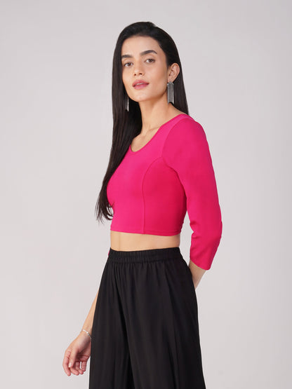 Dhiyona ST Women's ComfortEase 4-Way Stretch Fuchsia Long Sleeve Blouse