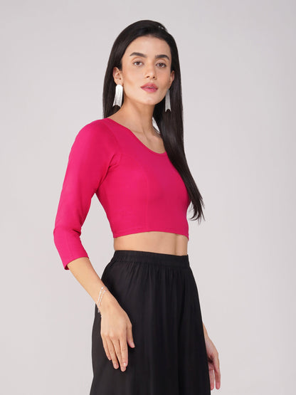 Dhiyona ST Women's ComfortEase 4-Way Stretch Fuchsia Long Sleeve Blouse