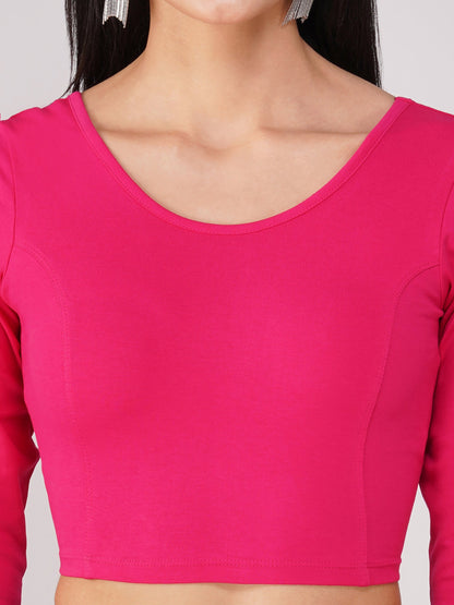 Dhiyona ST Women's ComfortEase 4-Way Stretch Fuchsia Long Sleeve Blouse