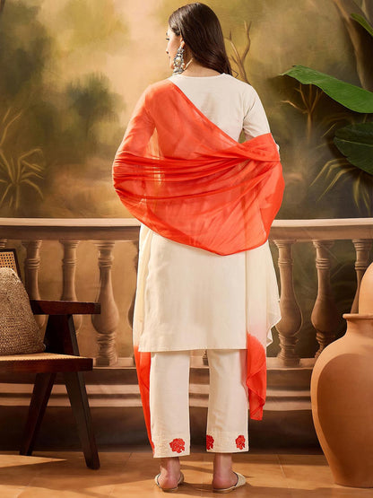 Women Floral Embroidered Kurta with Trousers & Dupatta