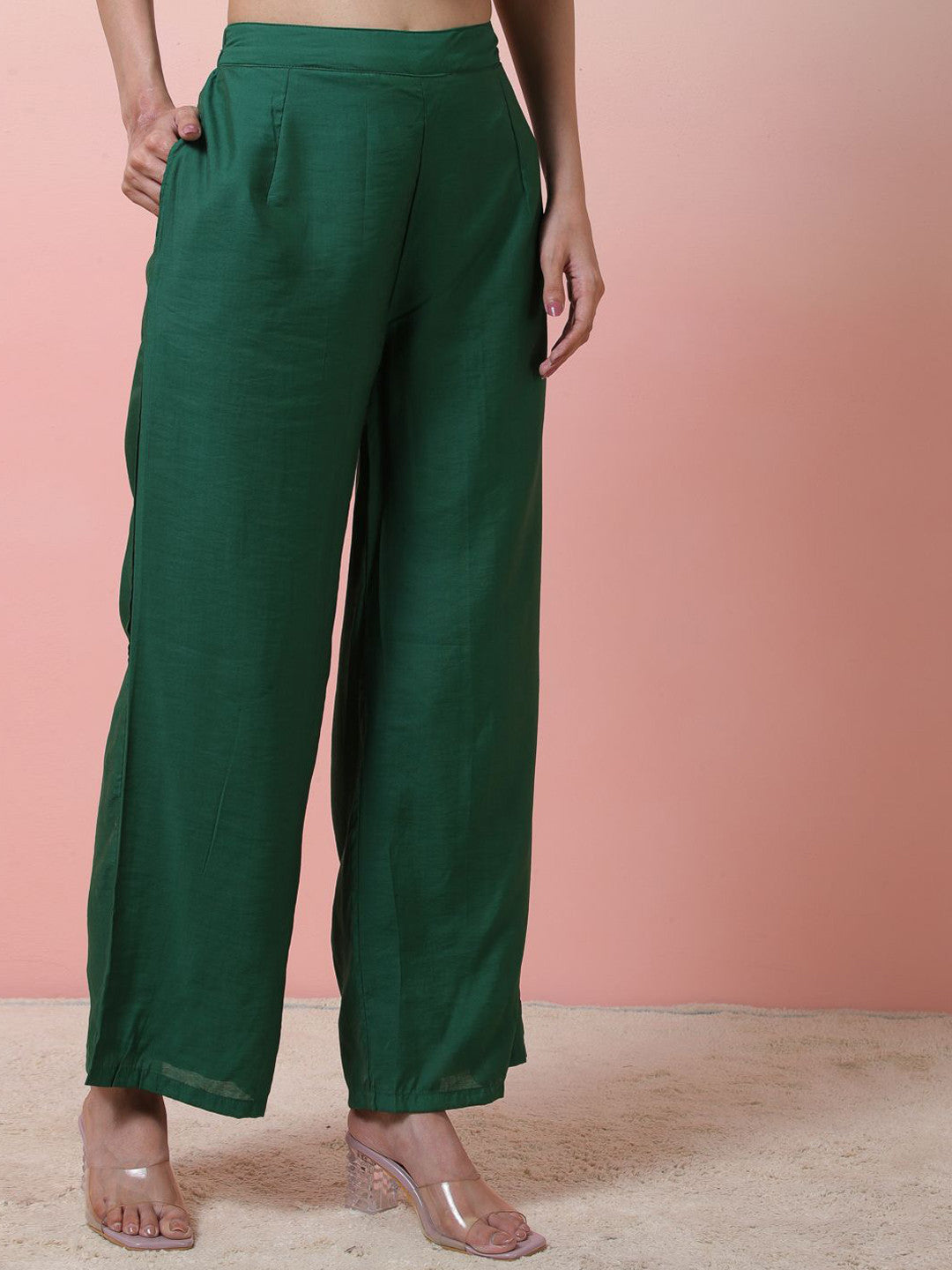 Striped Sleeveless Chanderi Silk Straight Kurta With Palazzos