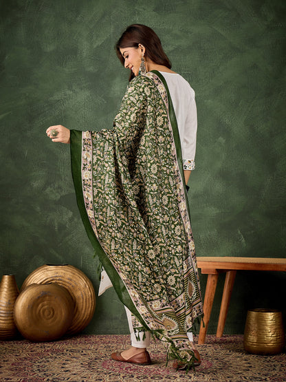 Dhiyona VV Neelima Women's Embroidered Cotton Kurta Pant Set with Dupatta