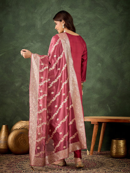Dhiyona VV Neria Women Ethnic Motifs Embroidered Kurta with Trousers & Dupatta