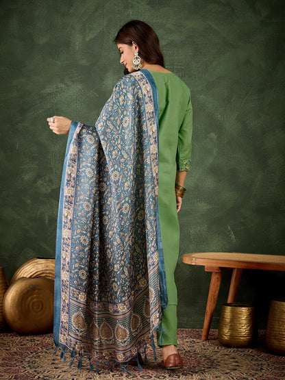 Dhiyona VV Mamata Women's Embroidered Cotton Kurta Pant Set with Dupatta