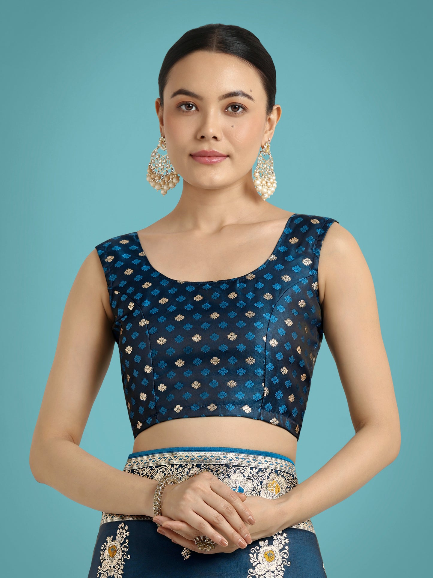 Dhiyona MJ Dark Teal Glamour and Tradition With This Zari Woven Banarasi Satin Silk Saree