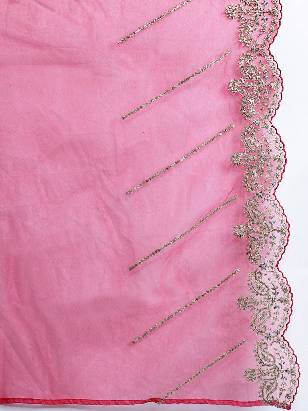 Women Ethnic Motifs Embroidered Zari Liva Kurta With Trousers & Dupatta