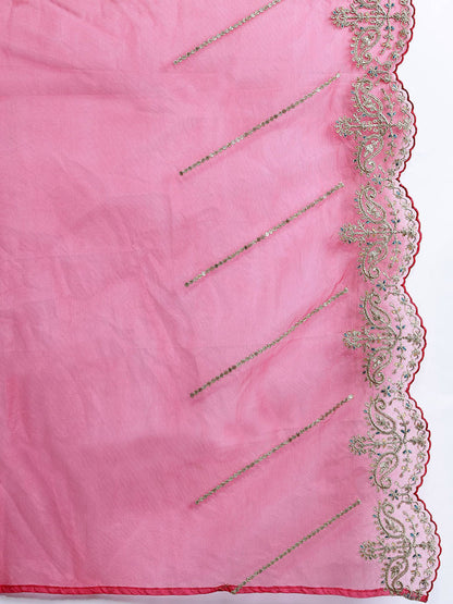 Women Ethnic Motifs Embroidered Zari Liva Kurta With Trousers & Dupatta