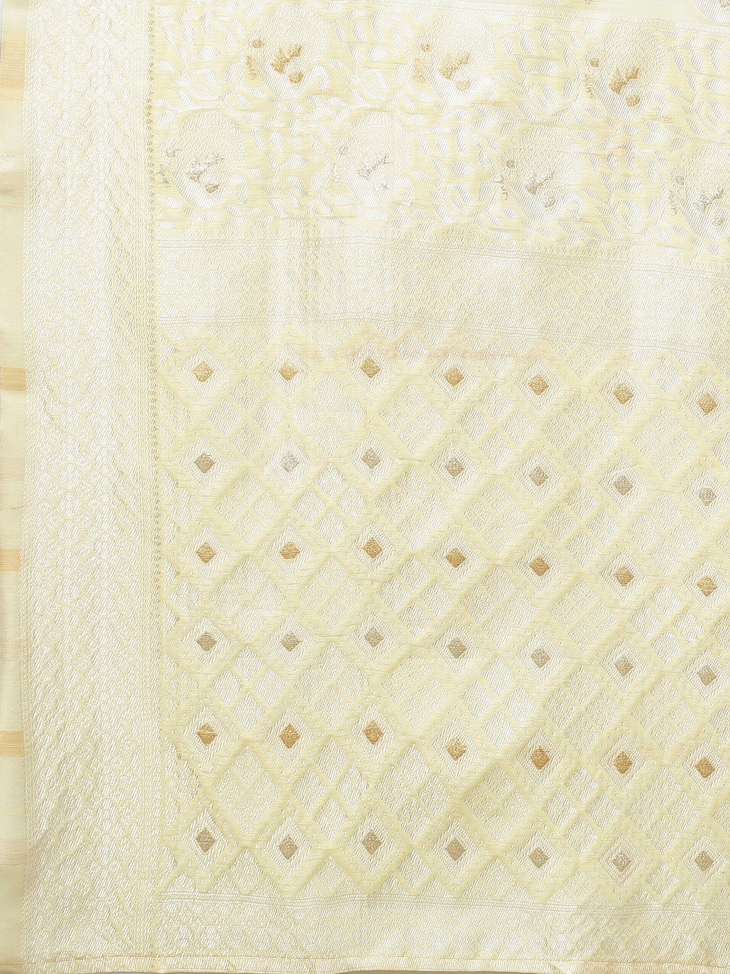 Women's Cotton Silk Yellow Woven Design Woven saree With Blouse Piece