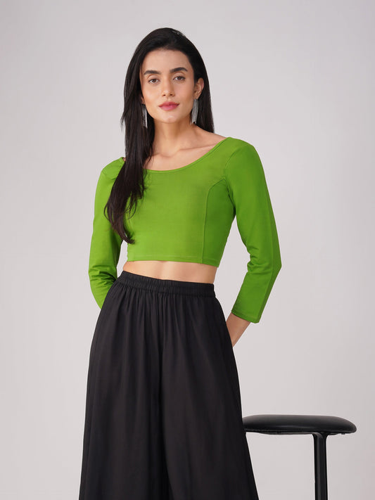 Dhiyona ST Women's ComfortEase 4-Way Stretch Mehndi Green Long Sleeve Blouse