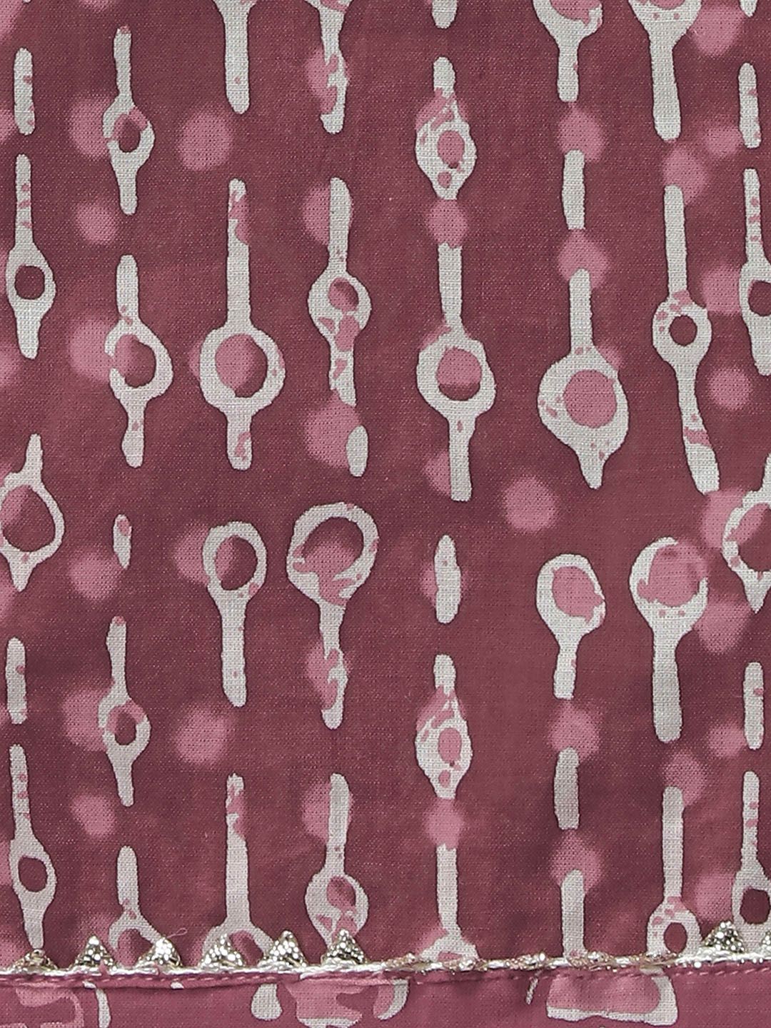 Dhiyona KL Women Pink & Off-White Printed Kurta with Trousers & Dupatta