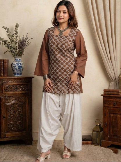 Women Printed Regular Pure Cotton Kurti with Salwar