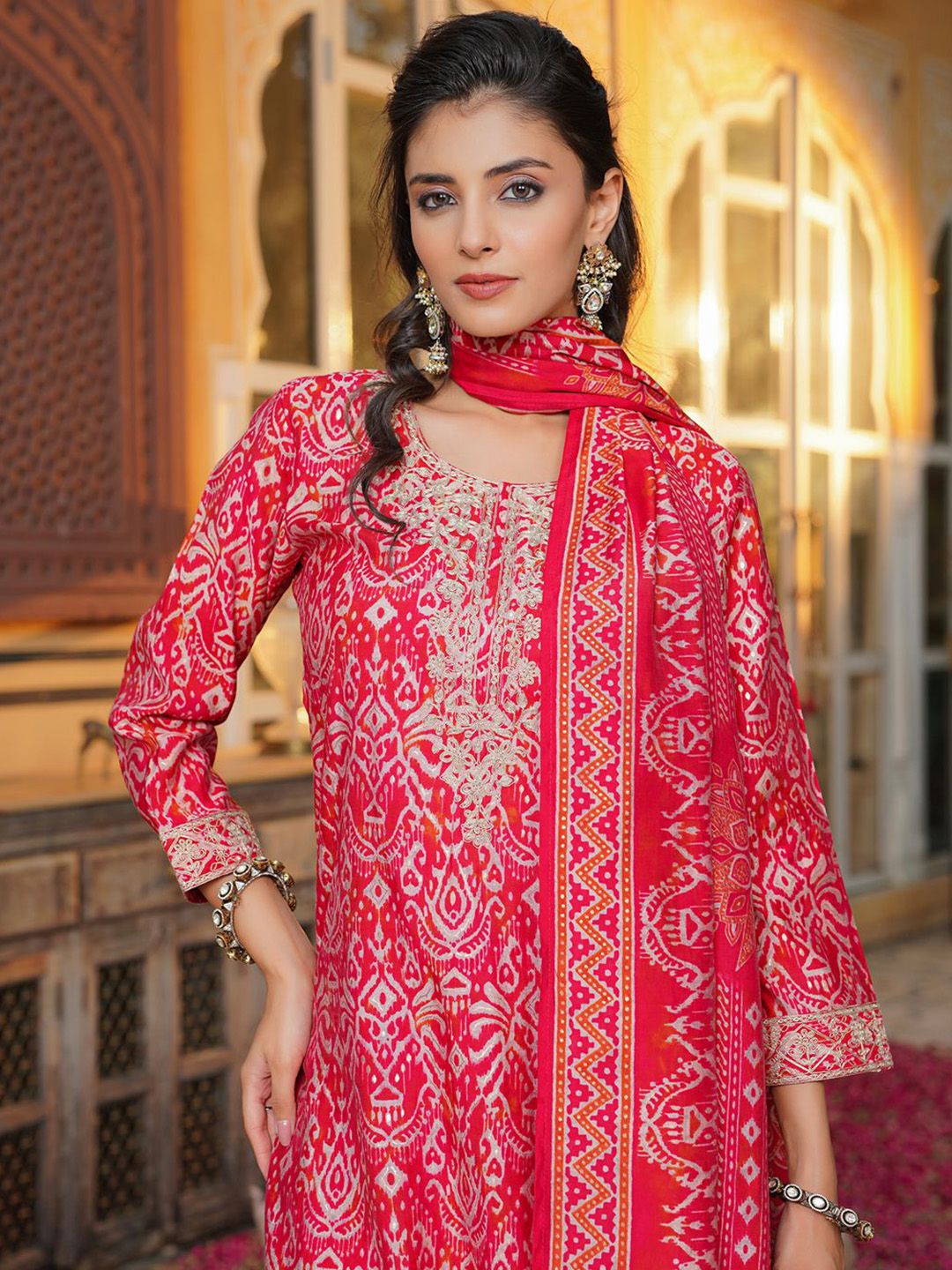 Dhiyona KL Women Ethnic Motifs Printed Kurta with Trousers & Dupatta
