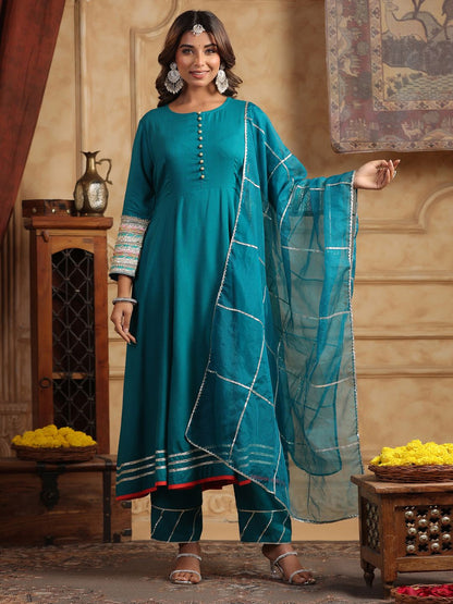 Dhiyona RR Women's Regular Gotta Patti Kurta with Trousers & Dupatta