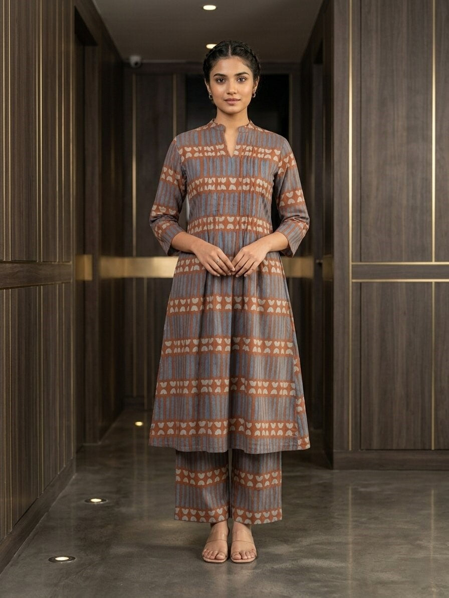 Akshara stone cotton kurta pant set