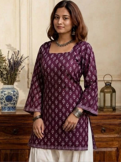 Women Ethnic Motifs Printed Regular Pure Cotton Kurta with Farsi Salwar