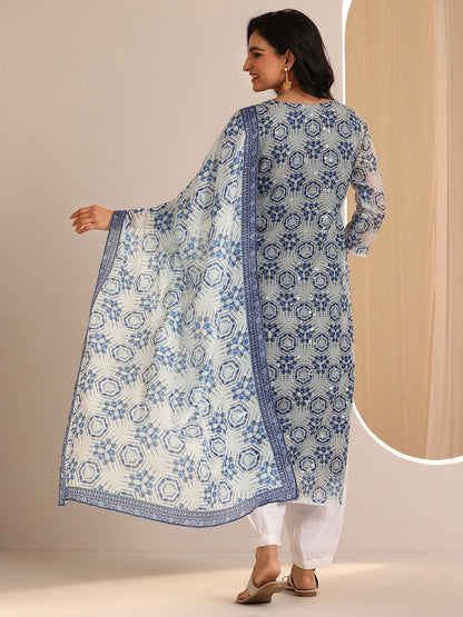 Women Floral Printed Regular Kurta with Trousers & With Dupatta