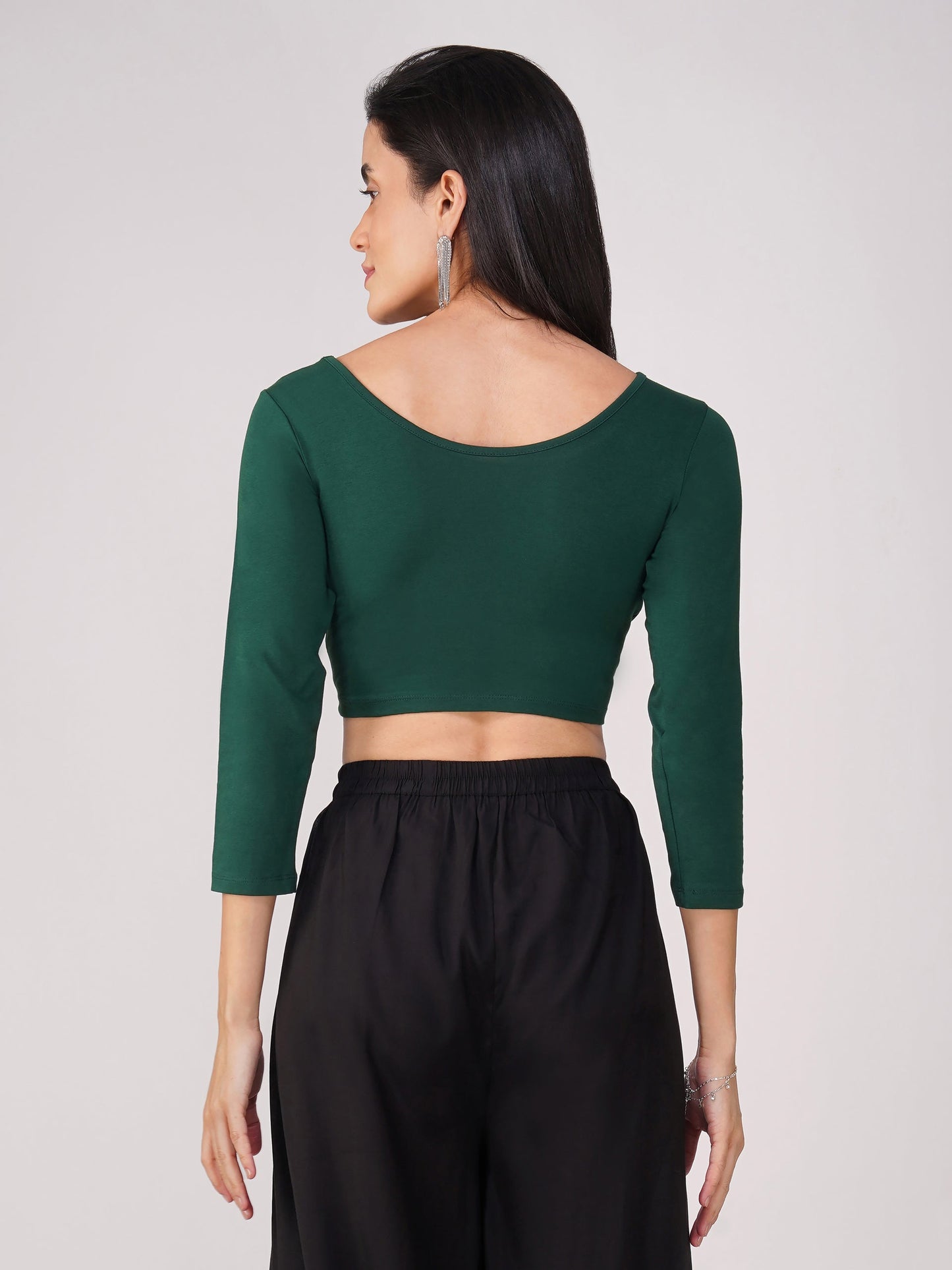 Dhiyona ST Women's ComfortEase 4-Way Stretch Green Long Sleeve Blouse