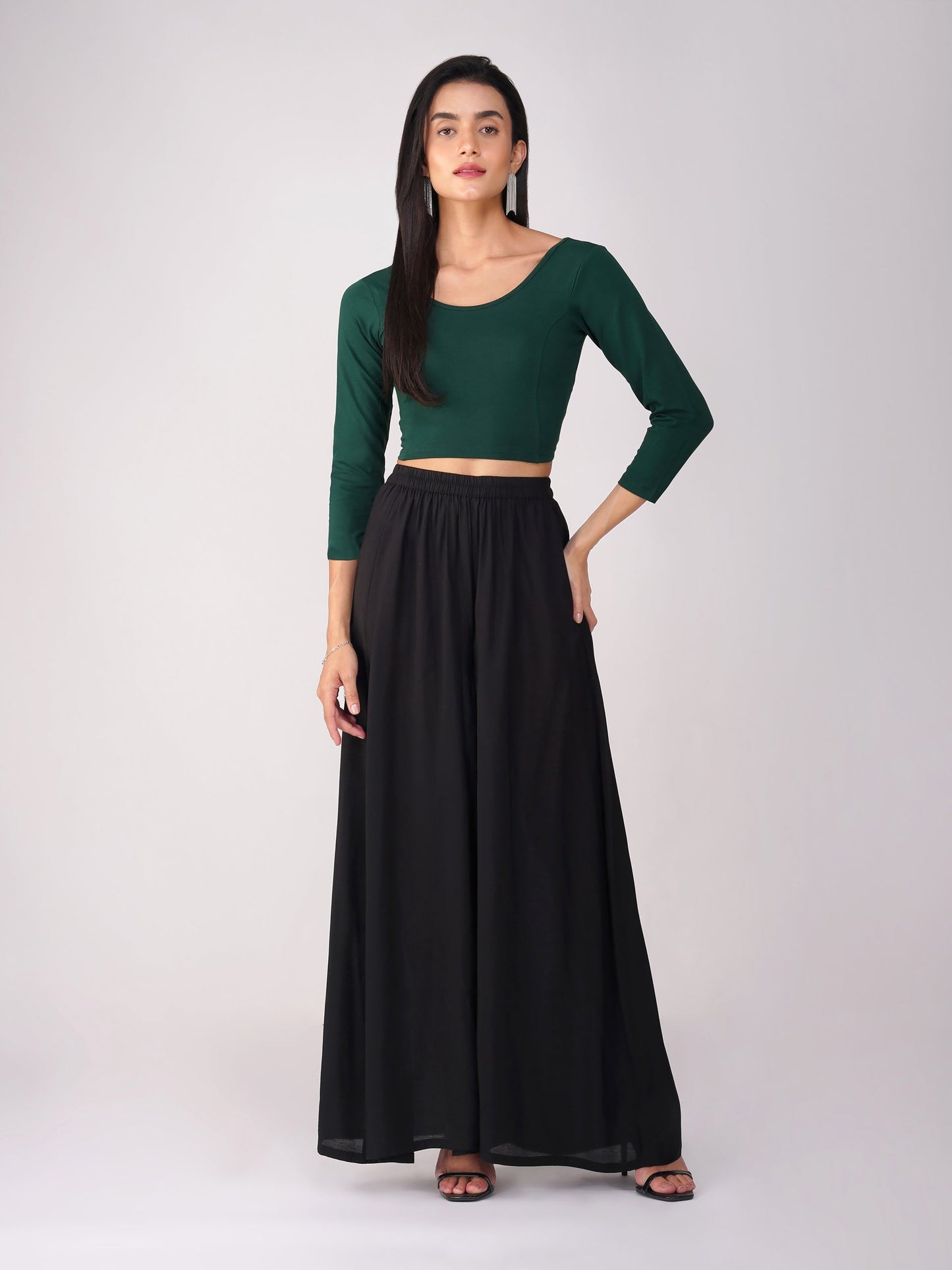 Dhiyona ST Women's ComfortEase 4-Way Stretch Green Long Sleeve Blouse