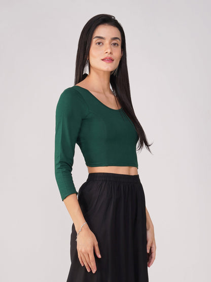 Dhiyona ST Women's ComfortEase 4-Way Stretch Green Long Sleeve Blouse