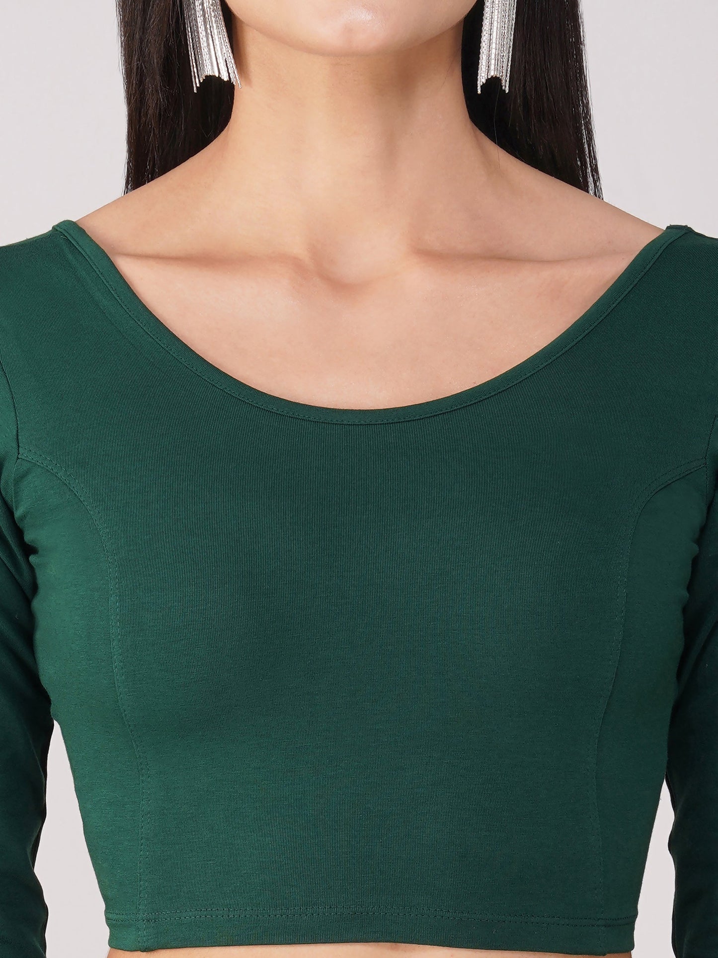Dhiyona ST Women's ComfortEase 4-Way Stretch Green Long Sleeve Blouse