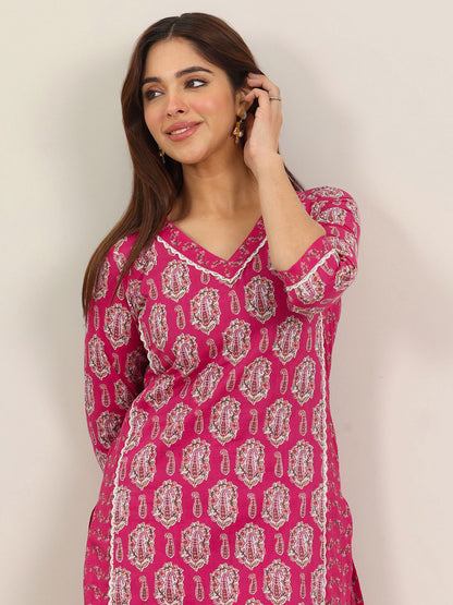 Paisley Printed V-Neck Straight Kurta With Trouser
