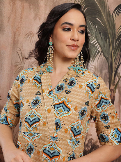 Ethnic Motifs Print Cotton Kurta with Trousers