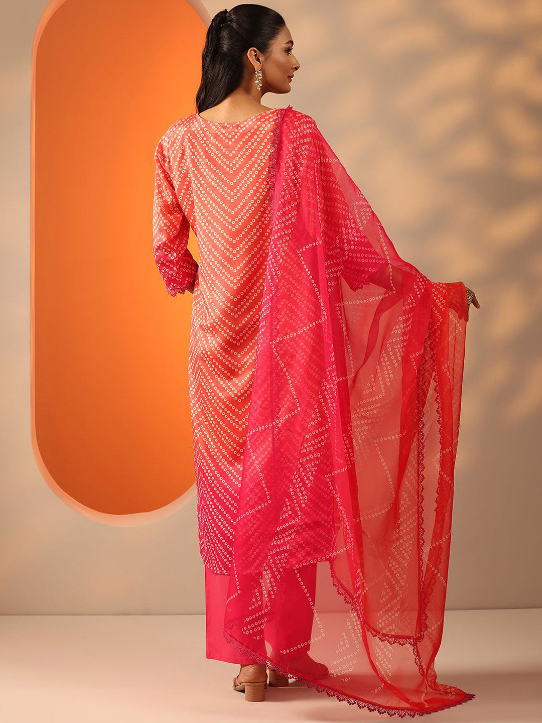 Women Bandhani Printed Kurta with Trouser & Dupatta